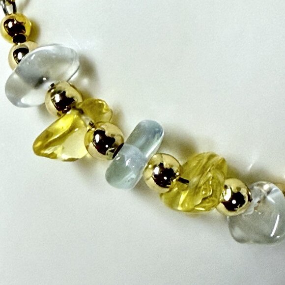 Reimagined Citrine Clear Quartz Gemstone Bracelet 18K Gold Plated - Picture 4 of 7